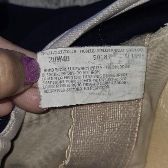 VTG Swimsuit Womens XL Sailor Navy Blue One Piece Full Coverage Built-In Bra 90s - Picture 5 of 12